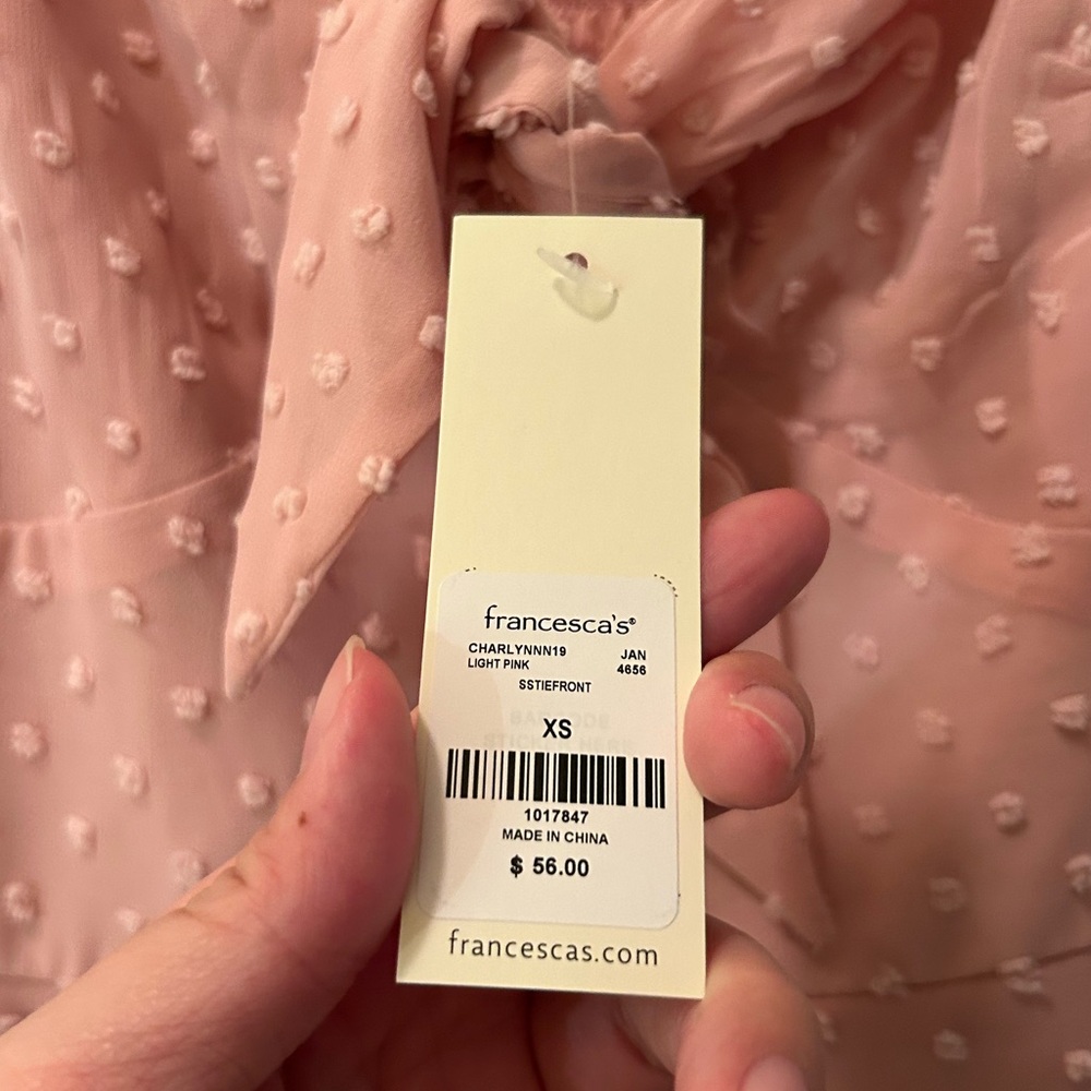 (XS) NWT Pink Francesca’s Dress with Ruffles - Picture 4 of 7